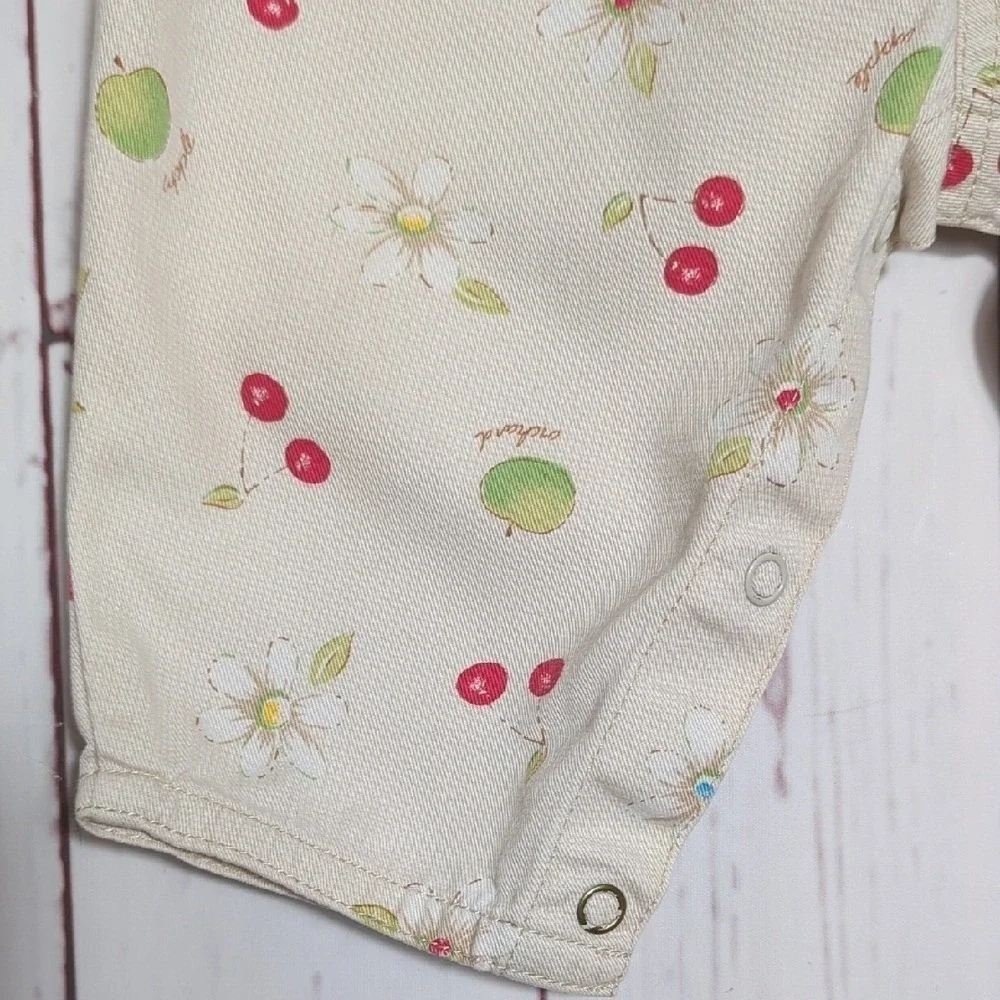 Vintage 90's OshKosh Apple Orchard Cherry‎ Daisy Baby Overalls 6-9 Months RARE